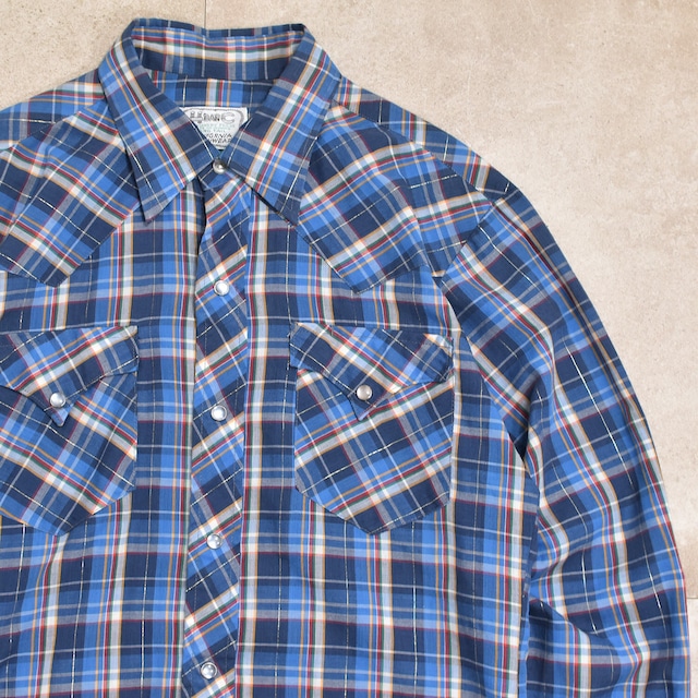 70s H BAR C check western shirt