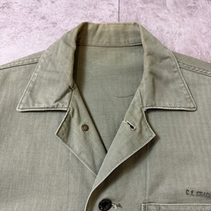40's P-41 HBT Shirt Jacket USMC 40年代 後期 アメリカ軍 ヘリンボーン シャツ ジャケット ミリタリー ヴィンテージ ビンテージ  TT2026-0032