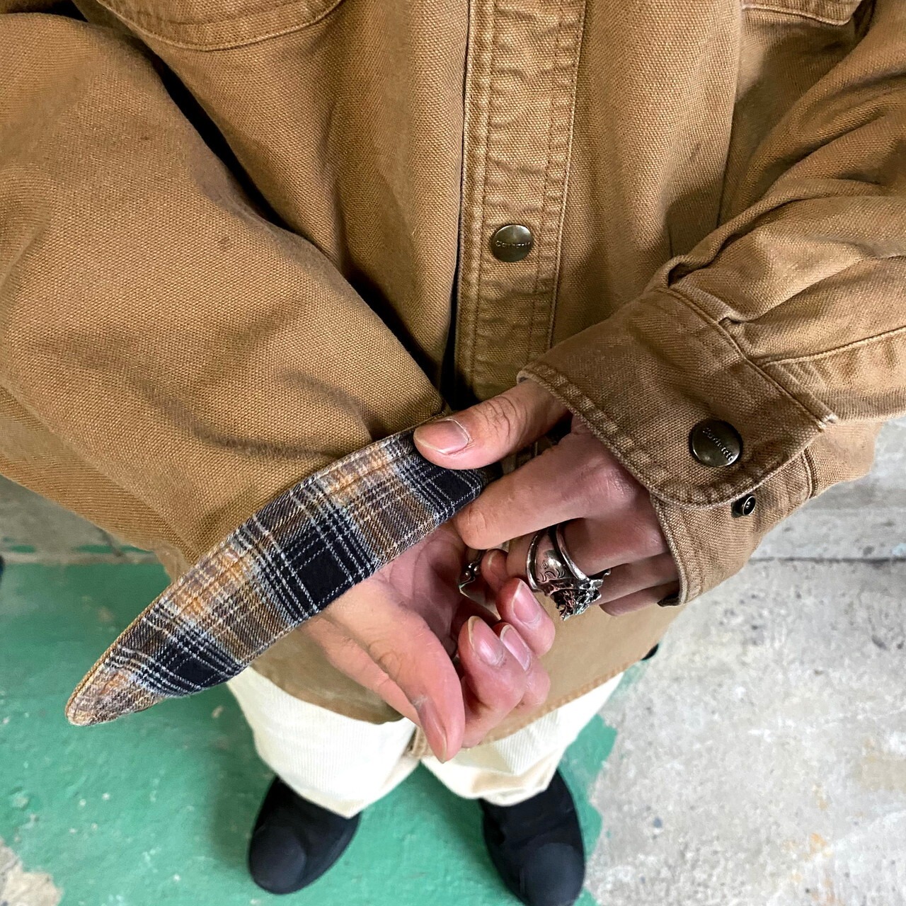 Carhartt カーハート ダック地 チェックライナー ワークシャツ メンズL 