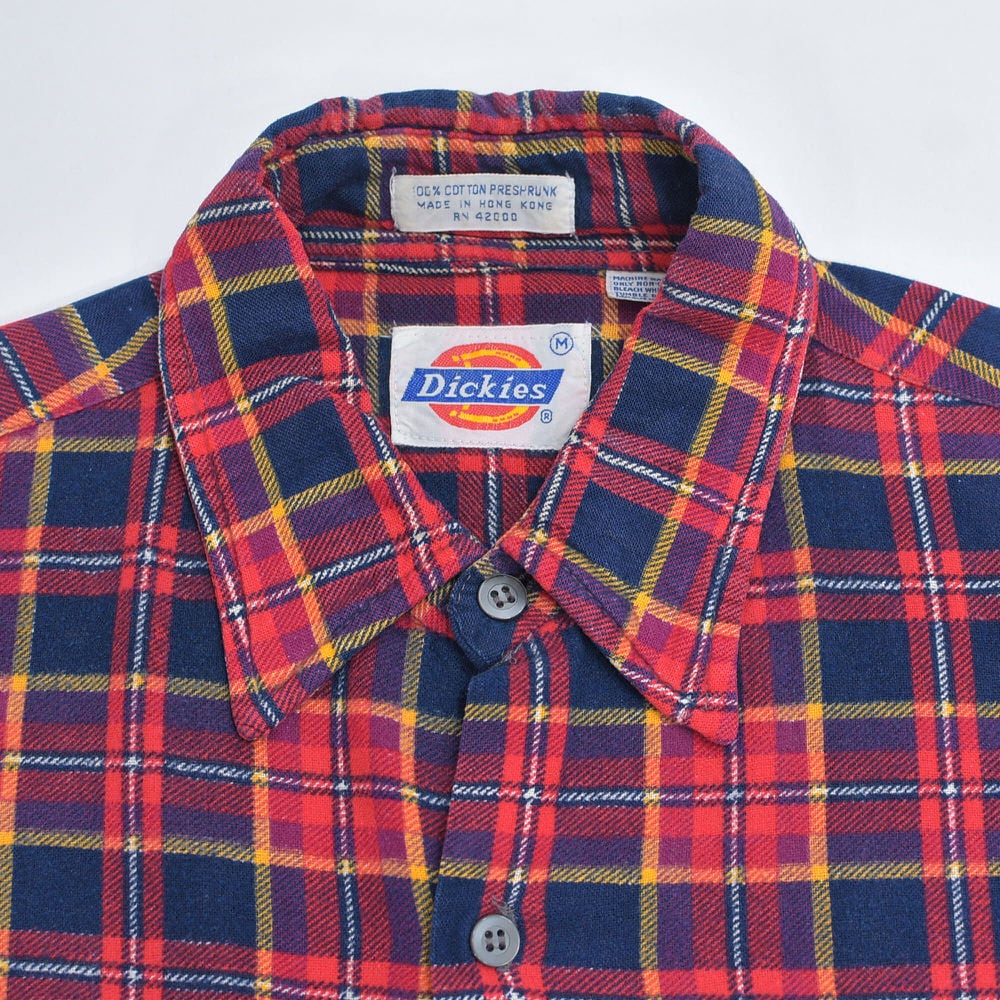 80～90s Dickies ディッキーズ チェック柄 プリントネルシャツ