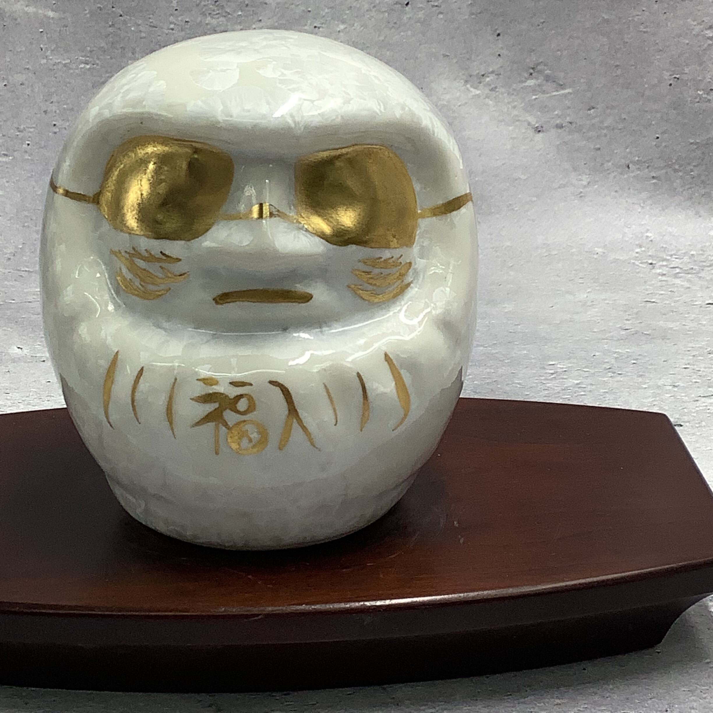 新作】達磨 ダルマ (小) 花結晶・白×金彩⑵ 置物オブジェ | 京焼