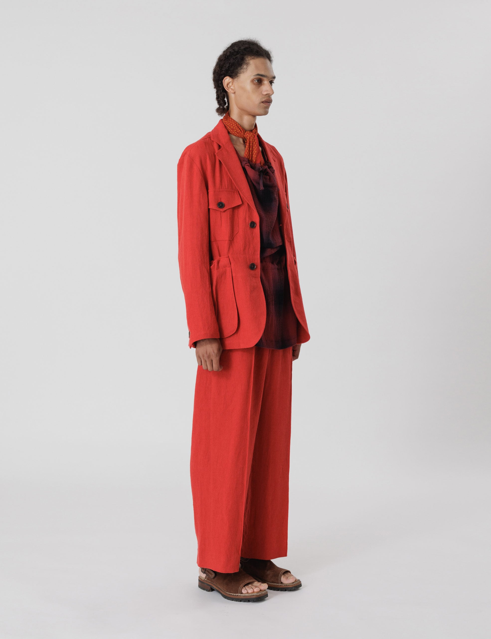 24SS】Sasquatchfabrix. DRAWSTRING COIN PK SLACKS(RED) 24SS-PA9-002