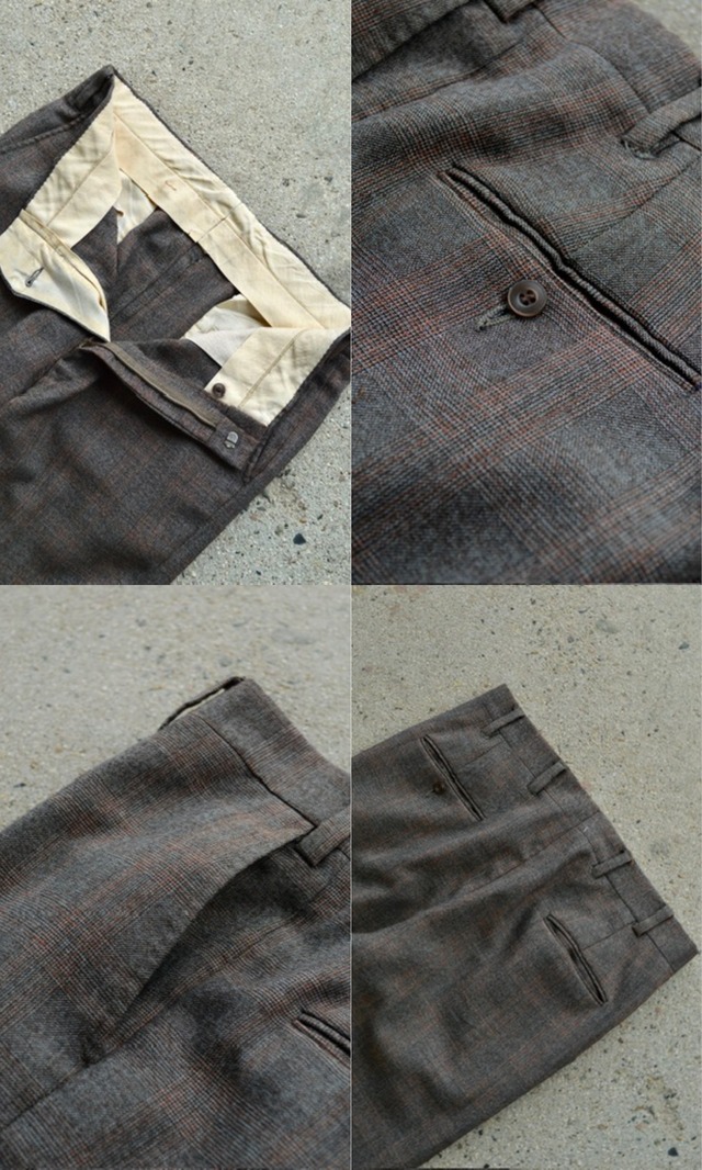 1970's Old Vintage Wool Flare Slacks Prince of Wales Check TALON ZiPPER オールドビンテージ 70s チェックウール フレアスラックス