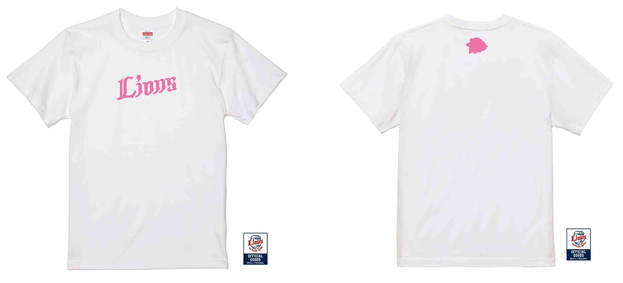 ライオンズ　Tシャツ　白 　ロゴピンク・画像3