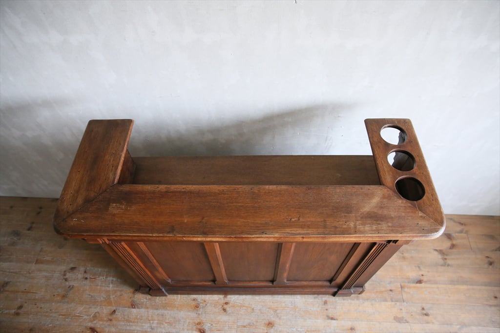 フランスアンティーク木製カフェカウンター/ショップレジ台/テーブル机