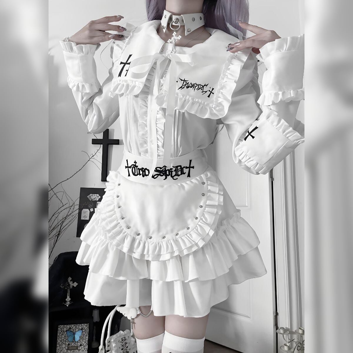 地雷系フリルエプロン付きセットアップ：スカート | Maiden's Rêve