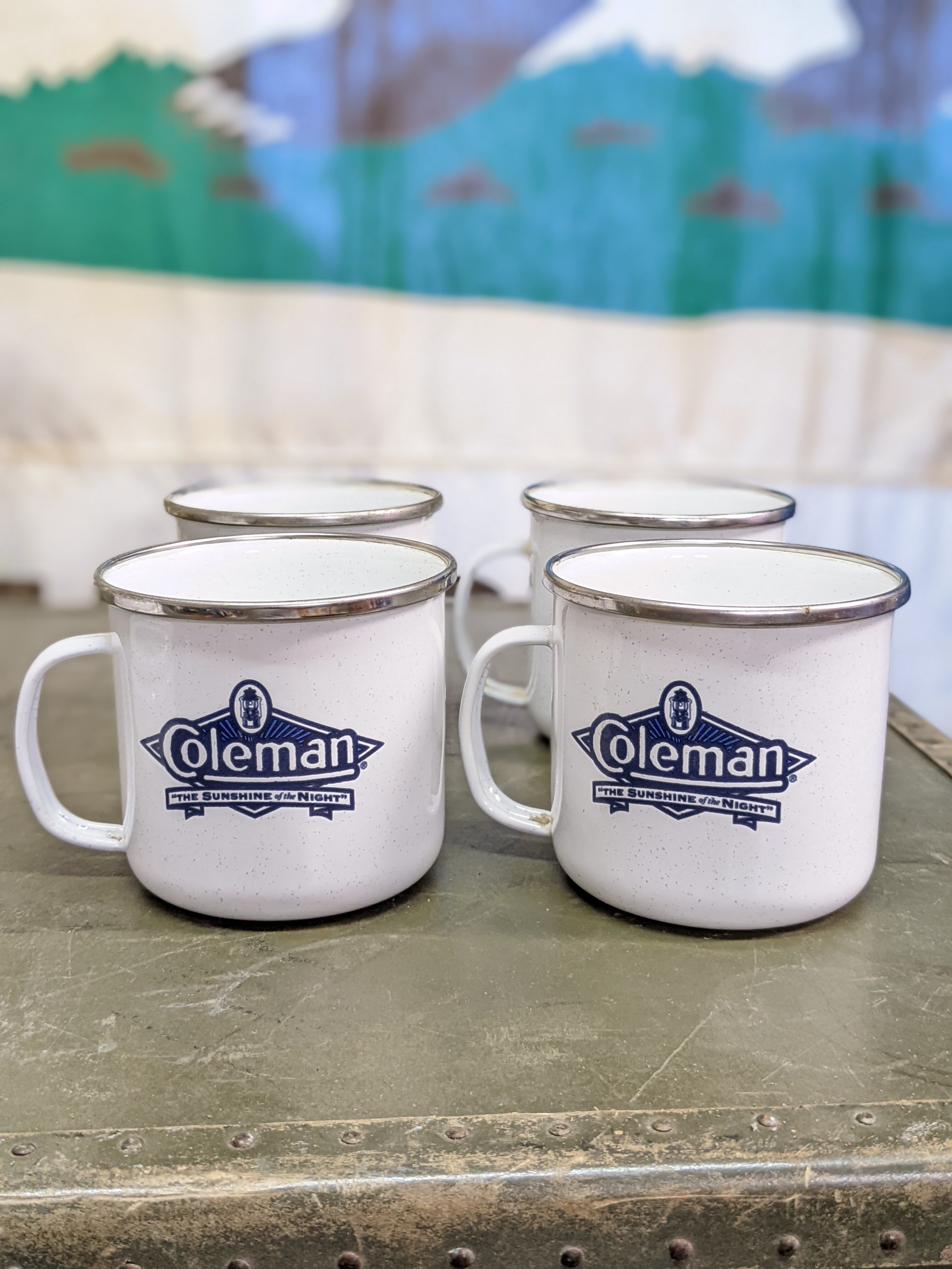 Vintage Coleman LemitedEdition Enamel Coffee Percolator＆Mag