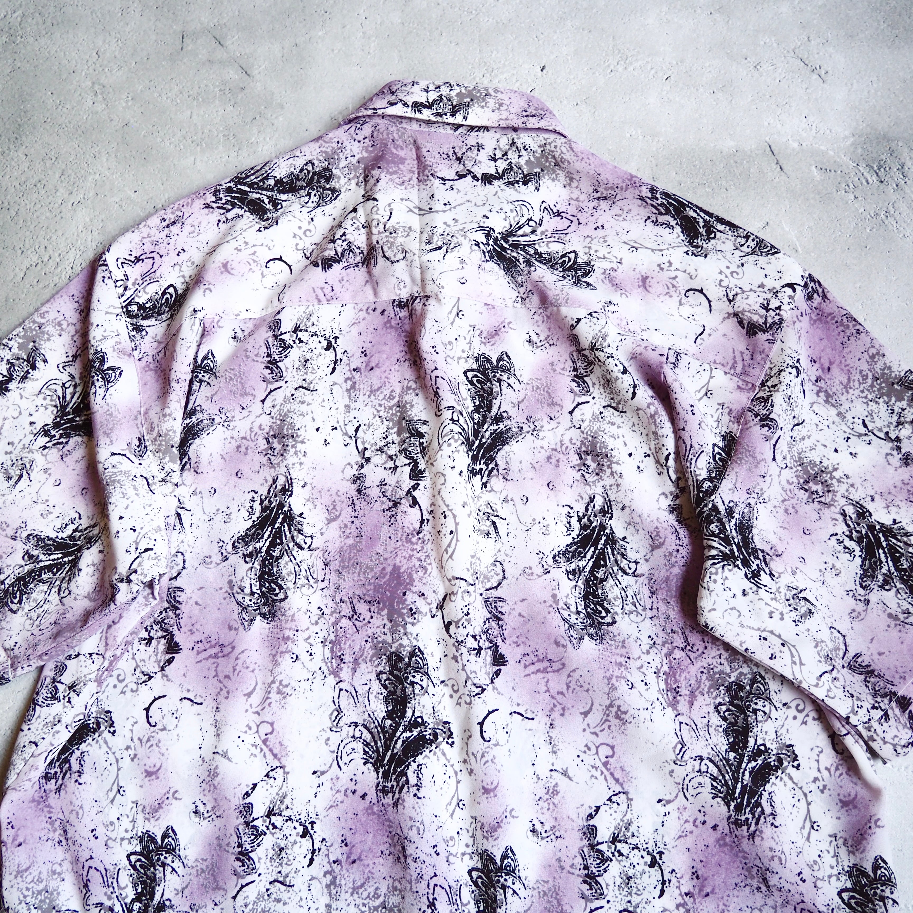 ” 紫煙 ” Bewitching Tribal art Full pattern Drape loose SS shirt