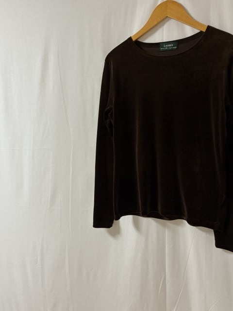 Solid Color Velour Long Sleeve Cut and Sewn "RALPH LAUREN"
