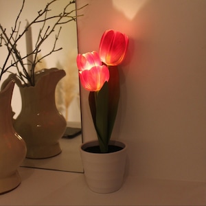 tulip pot LED light 3colors / チューリップ フラワー ライト ルームライト 照明 造花 韓国雑貨