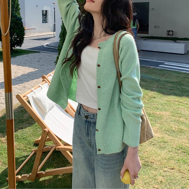 button-front knit cardigan　J00481