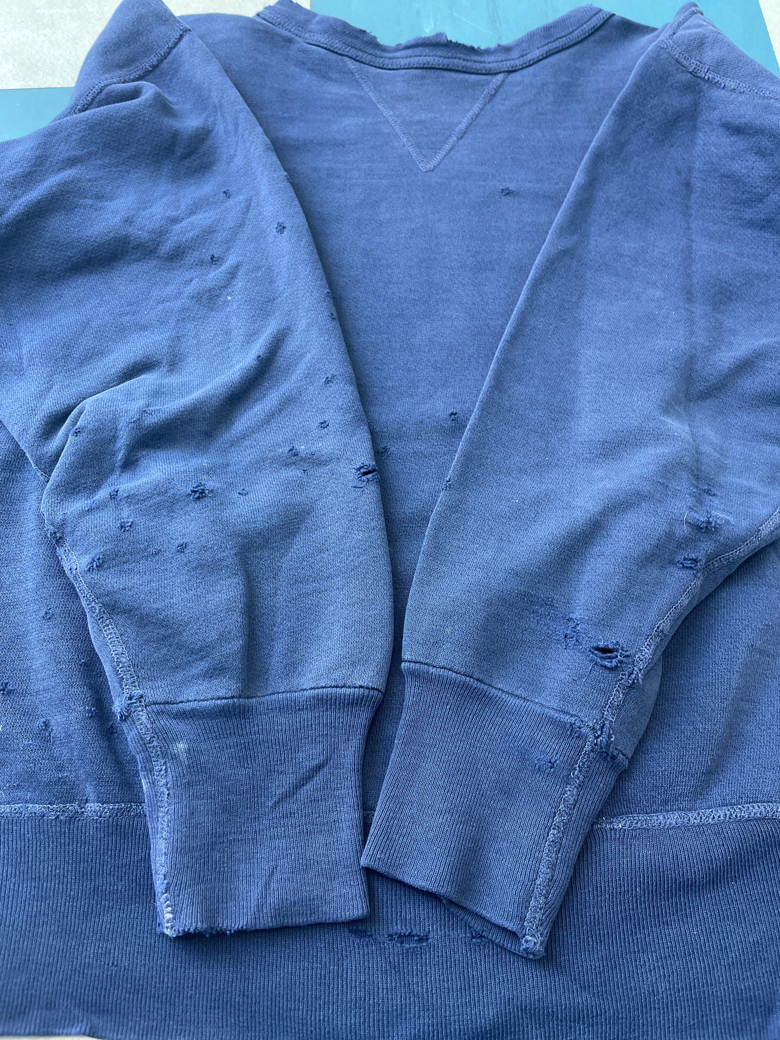 2142 L 紺 50s USA製 前V UNKNOWN SOLID SWEAT 50年代 ボロ