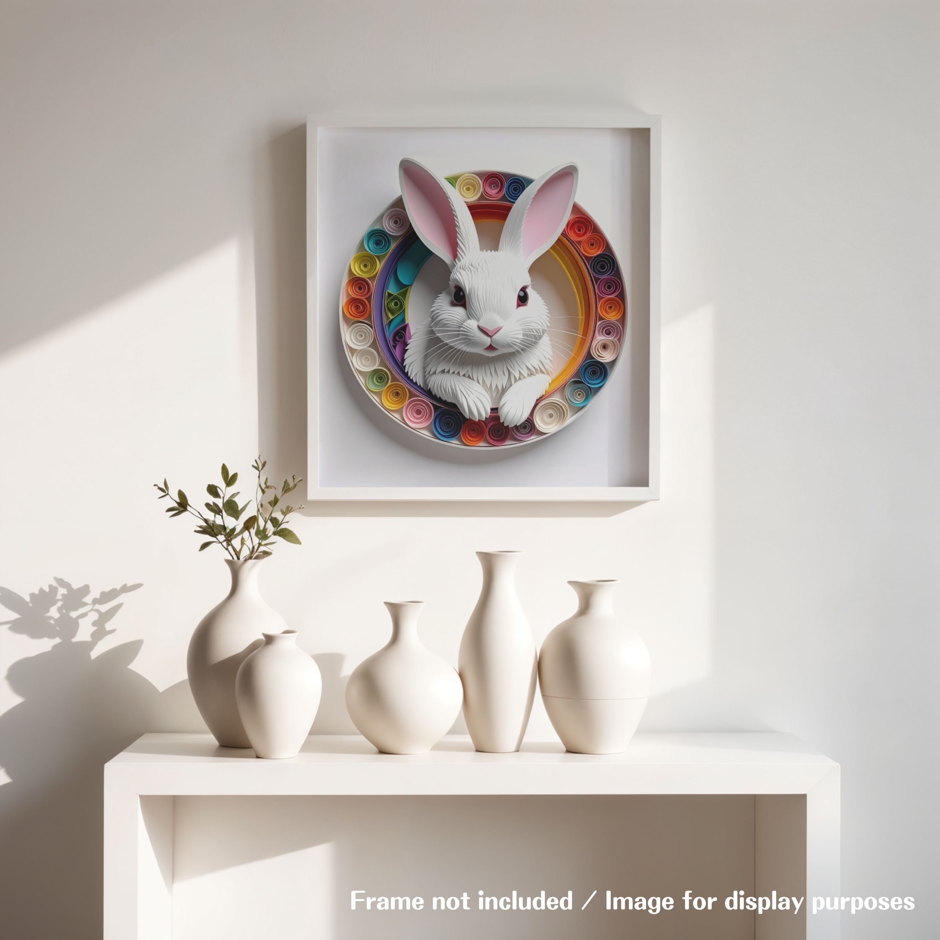 【ダウンロード専用】Printable Wall Art Bunny Papercut Style Set of 6|ペーパーカット風うさぎアート6種セット