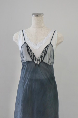 80s Euro gray lace slip dress