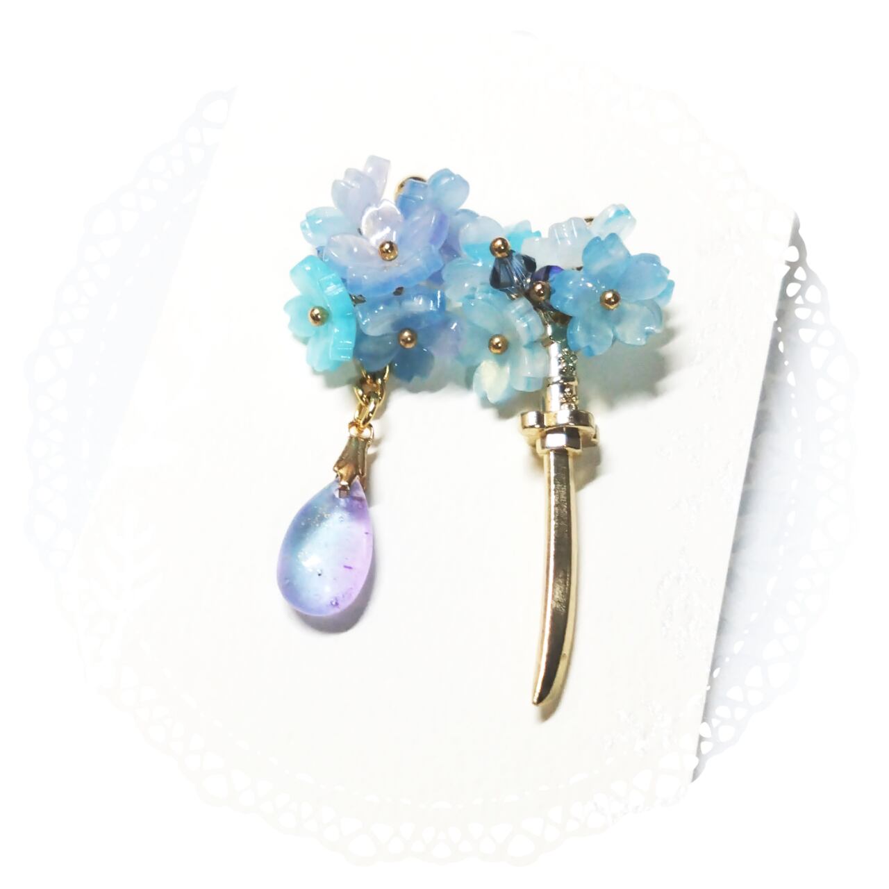 【ピアス】日本刀と天色桜