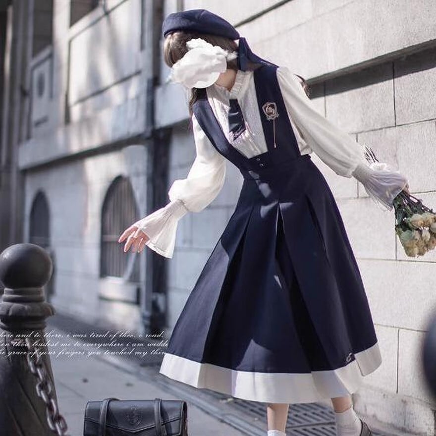 ゴスロリ通販 With U ゴスロリ帽子 ベレー帽 学園風 JK 制服 ロング丈