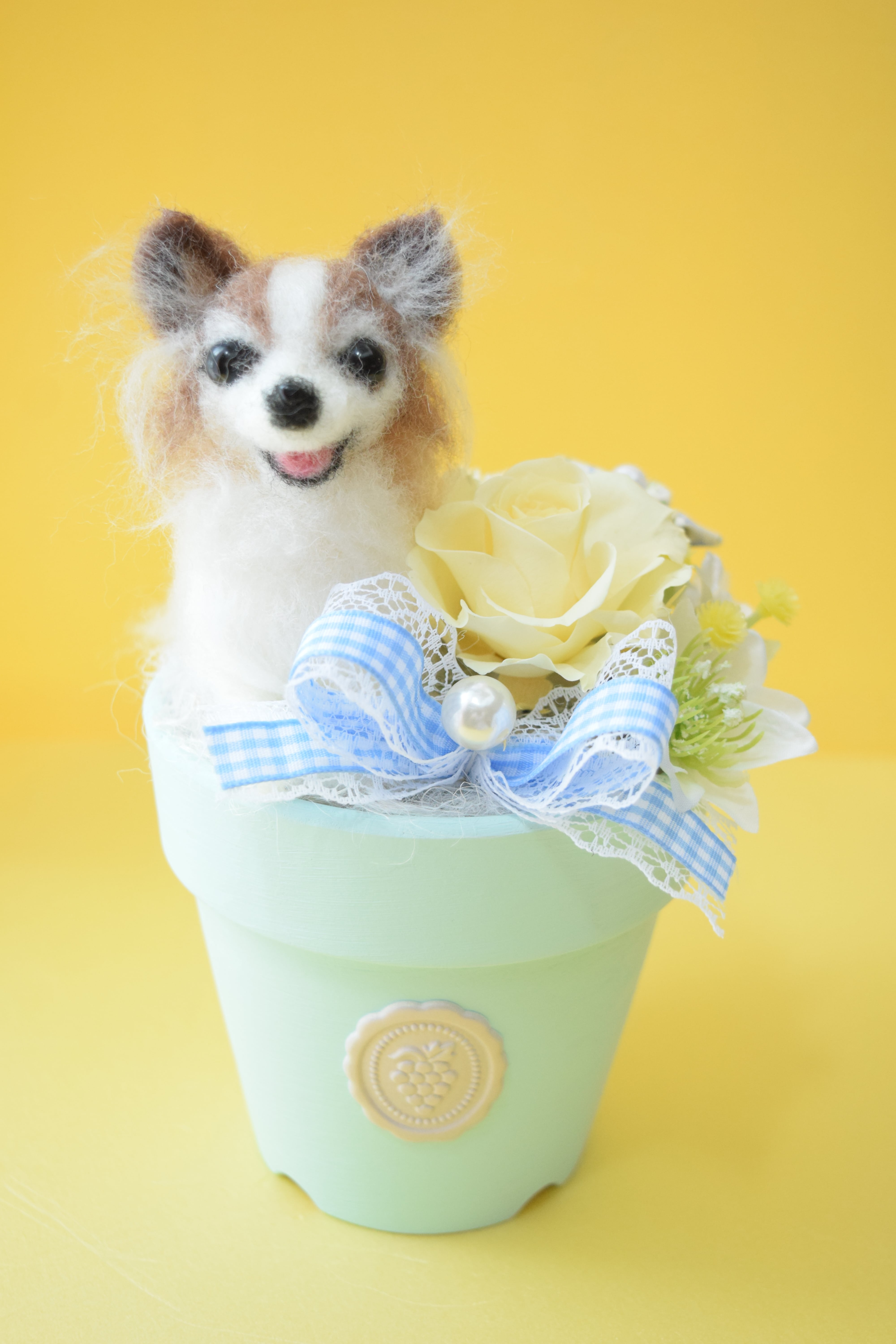 ドールとお花1輪【オーダーメイドで愛犬.愛猫の羊毛フェルト・お供え花