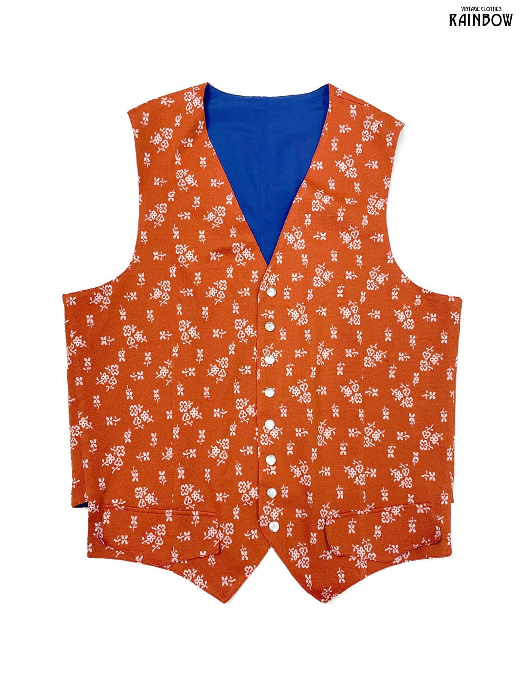 【ネクタイシャツ】古着 ベスト 総柄 アースカラー 小豆色 橙 グレー レトロ