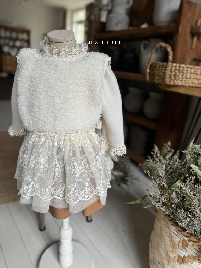 ラスト1 M【即納】<marron>  Angel pearl blouse
