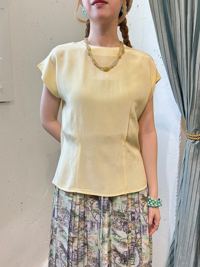 40's50's rayon yellow blouse