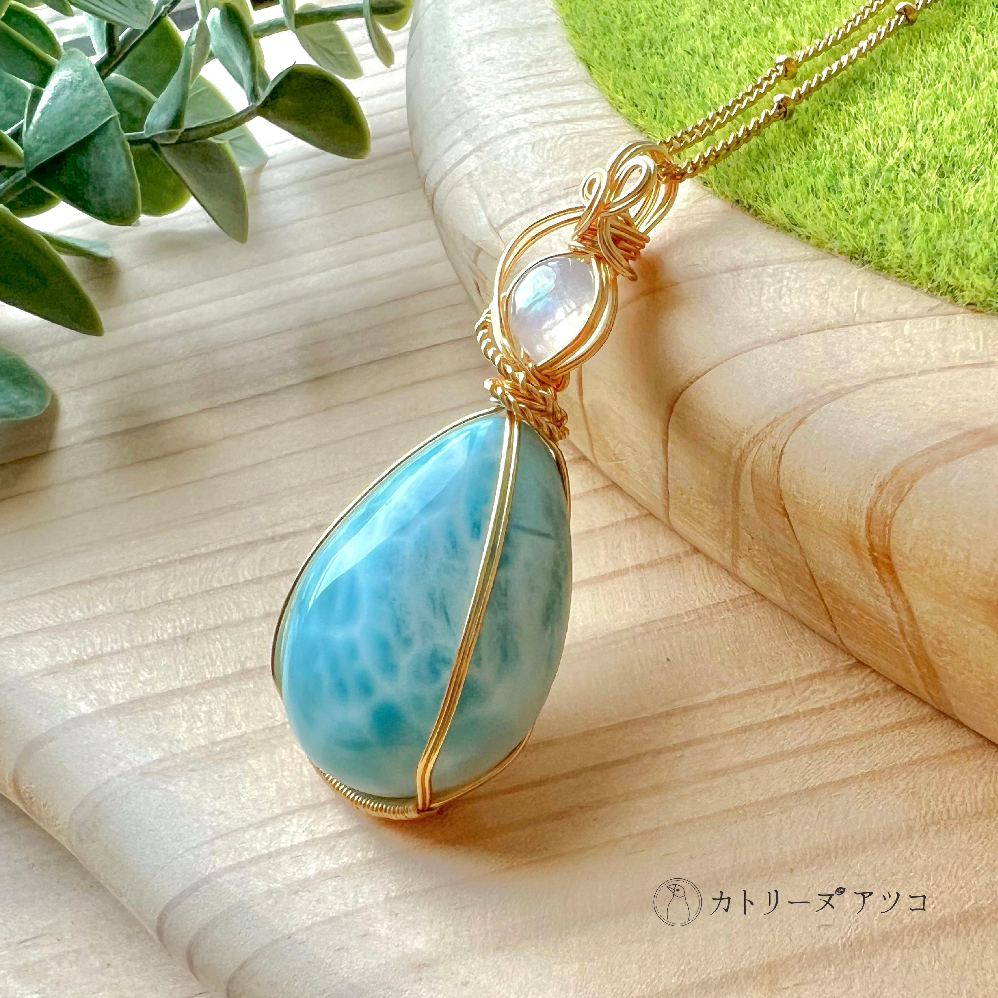 ホワイトラブラドライト×ラリマーのネックレス | 天然石アクセサリー