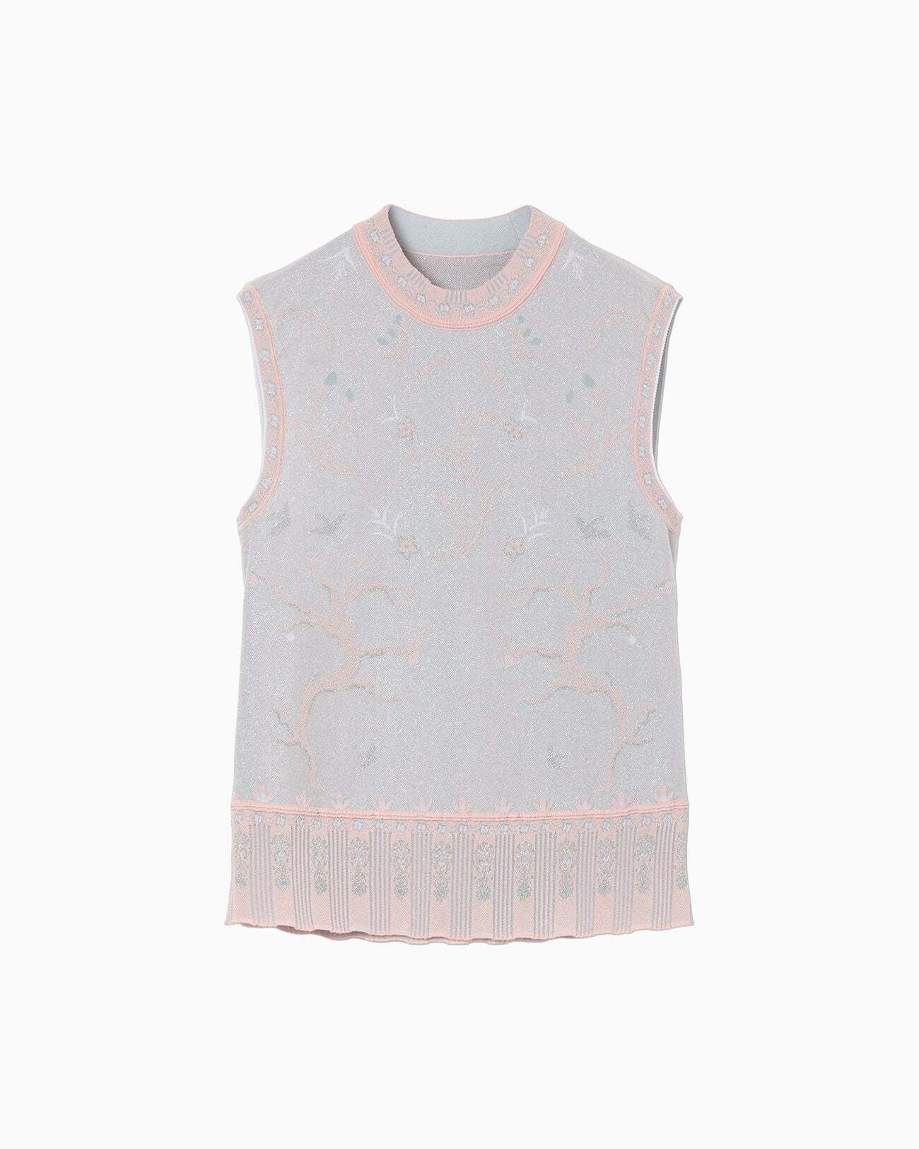 トップス mame Layered Jacquard Sleeveless Knit Mame Kurogouchi | Layered Jacquard Sleeveless Knit Top - PINK