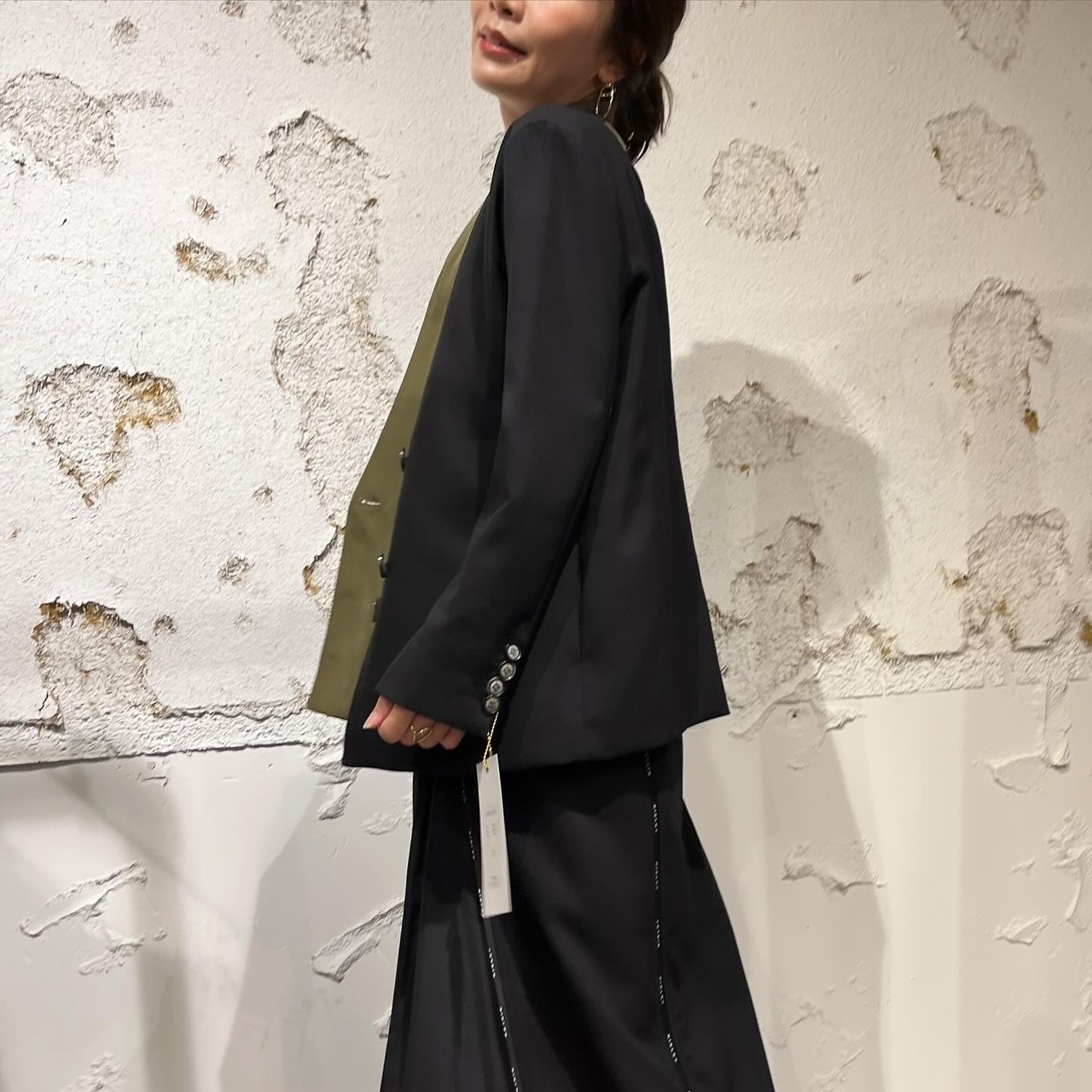 リズレイ　RISLEY risley 肩がけ配色テーラージャケット