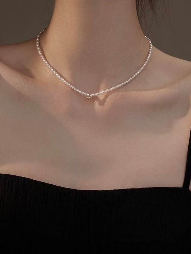 《即納》pearl gold necklace