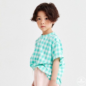 «即納» gingham check tops 2colors ギンガムチェックTシャツ