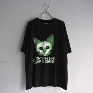 【VINTAGE】『Luminous Cat』90’s~ Front Printed Animal T-shirt s/s
