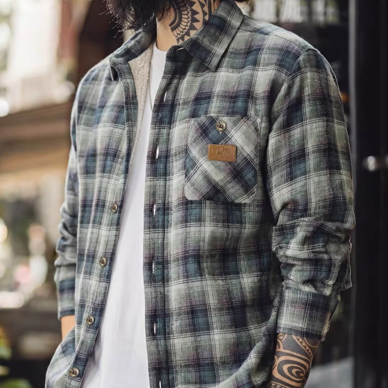 Plaid Fleece Lining Warm Shirt / チェック フリース ライニング ワーム シャツ