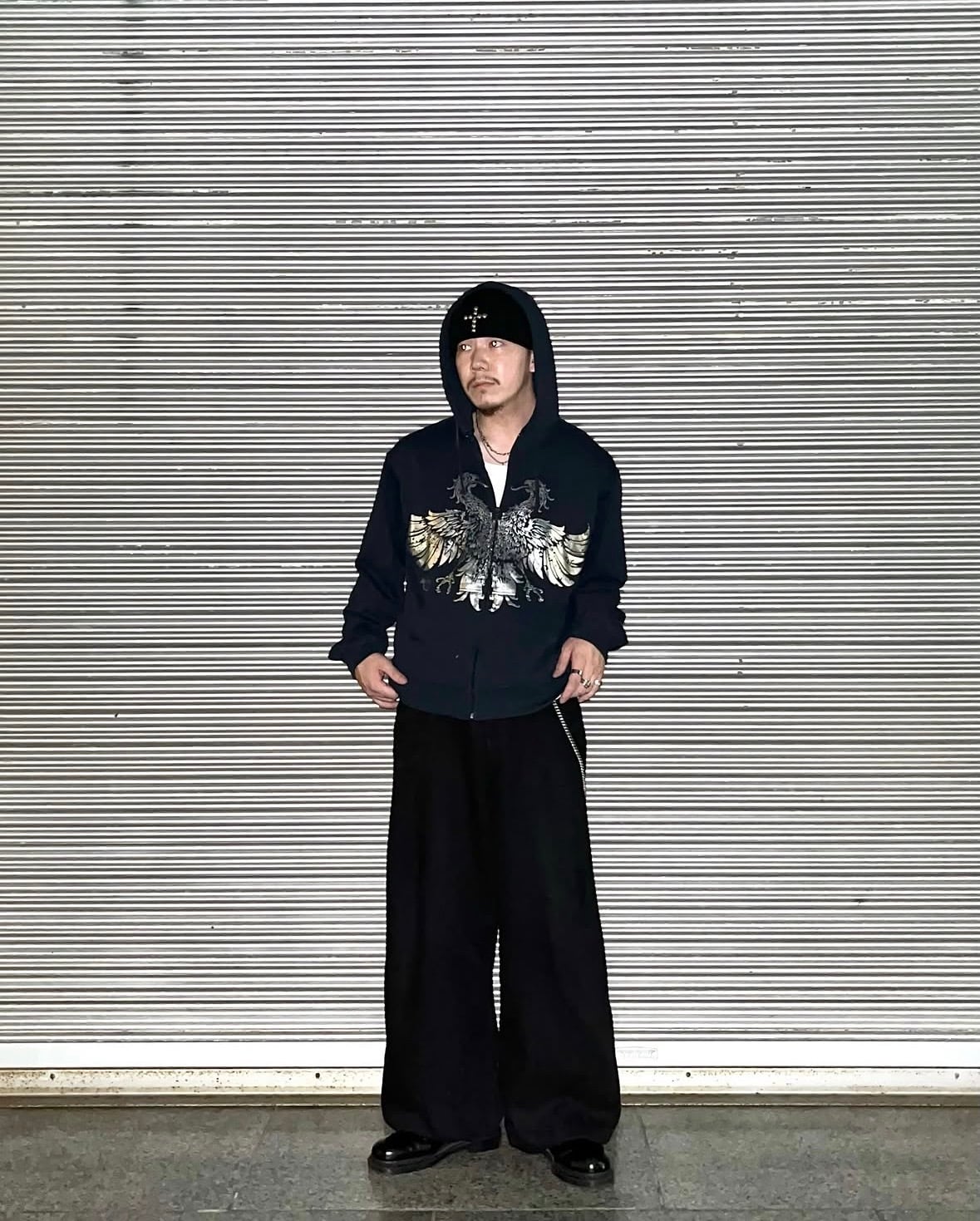 00s Hard Rock Cafe "New Orleans" Silver Print Zip-up Parka