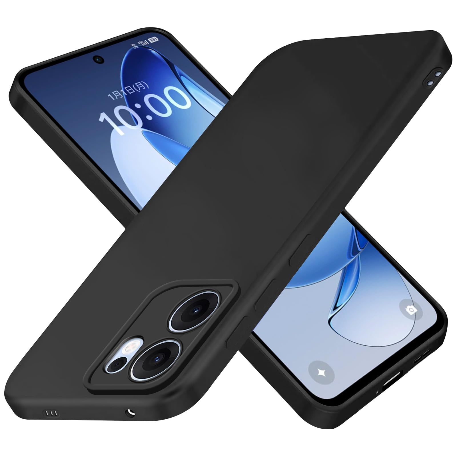 aiitiluo OPPO Reno13 A 用の ケース スマホケース シリコン オッポ リノ13 A 用の カバー 黒 耐衝撃 ソフト 軽量 薄型 ストラップホール付き 保護 カバー ブラック