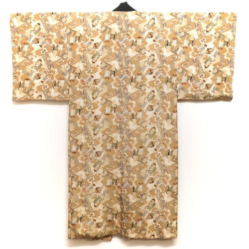 1673 男物襦袢 面白柄 七福神 正絹 古布 リメイク素材 昭和レトロ ヴィンテージ アンティーク着物 リメイク素材