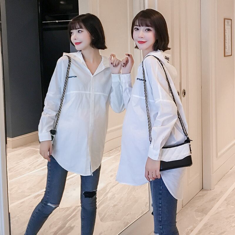 【新作】【送料無料】 マタニティウェア2019年春夏バージョンの新しいファッションレターフード付きルーズミドル丈プラスサイズのマタニティトップ-アリババ 大きめサイズ スプリング 春物 サマー 夏物 expec237659239919