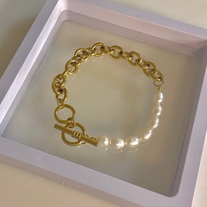 【即納】18k coating chain pearl bracelet