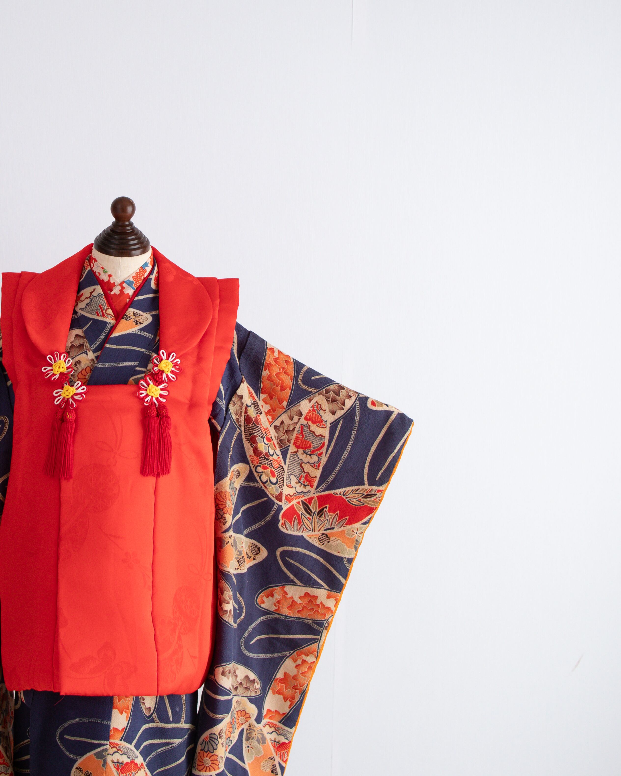 女の子被布style 『紺』/SA3025 (対応身長目安 85㎝~95cm)