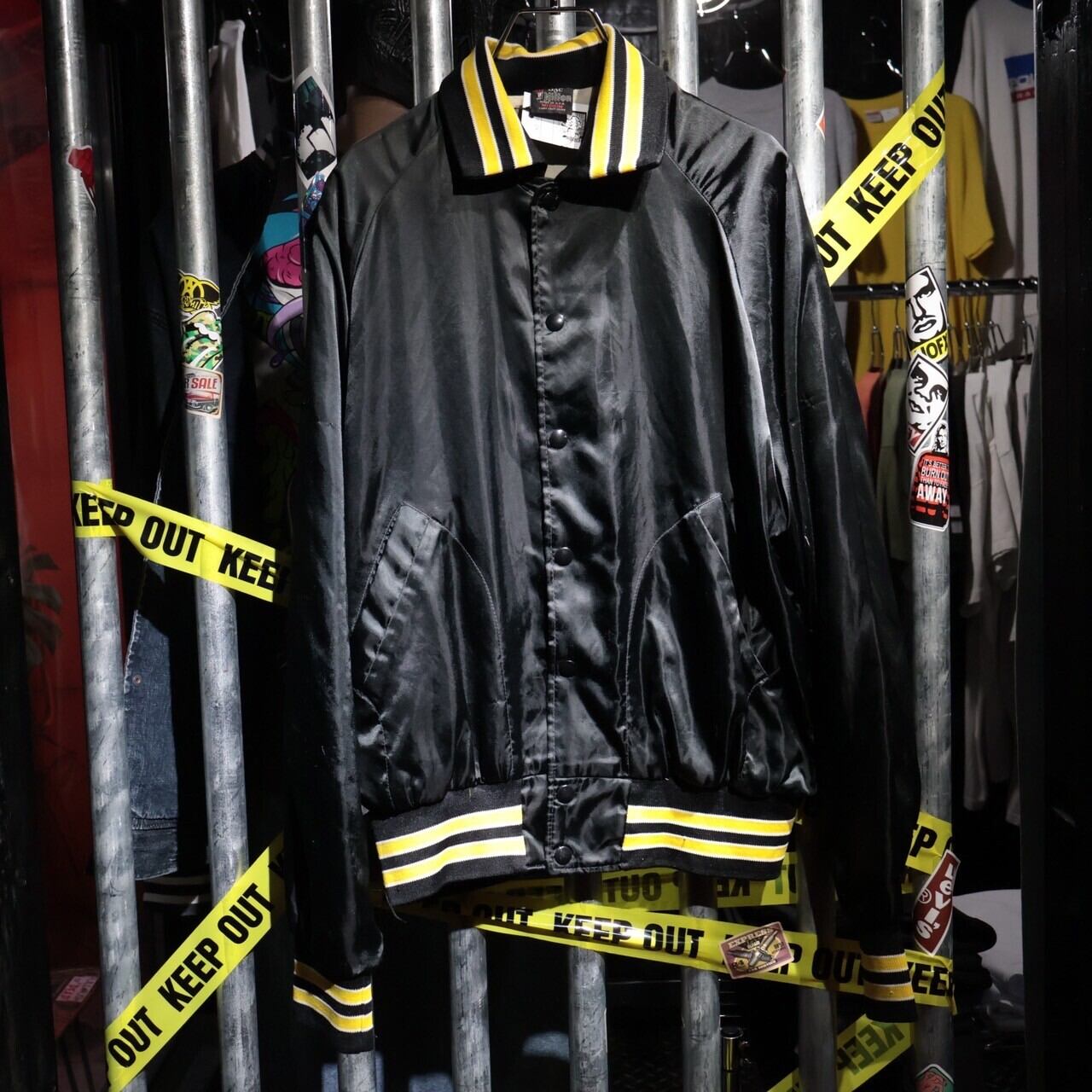 80s-90s USA製 ARISTO JAC 背面プリント サテン スタジャン たじろい  