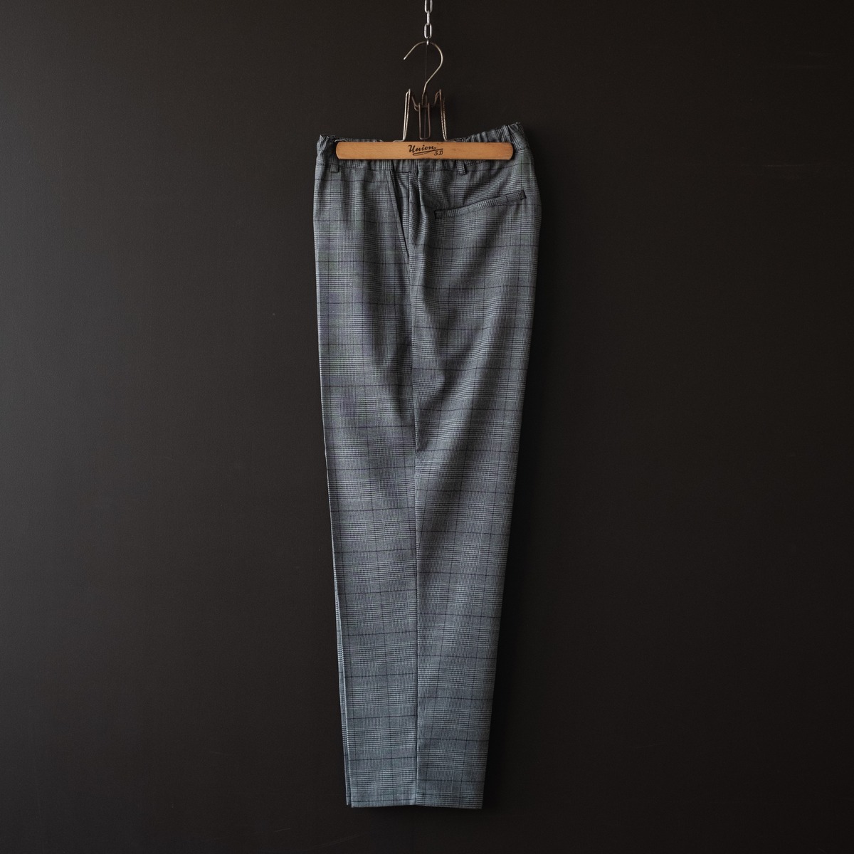 soglia】Center Press Serge Pants (gray check) | dros dro