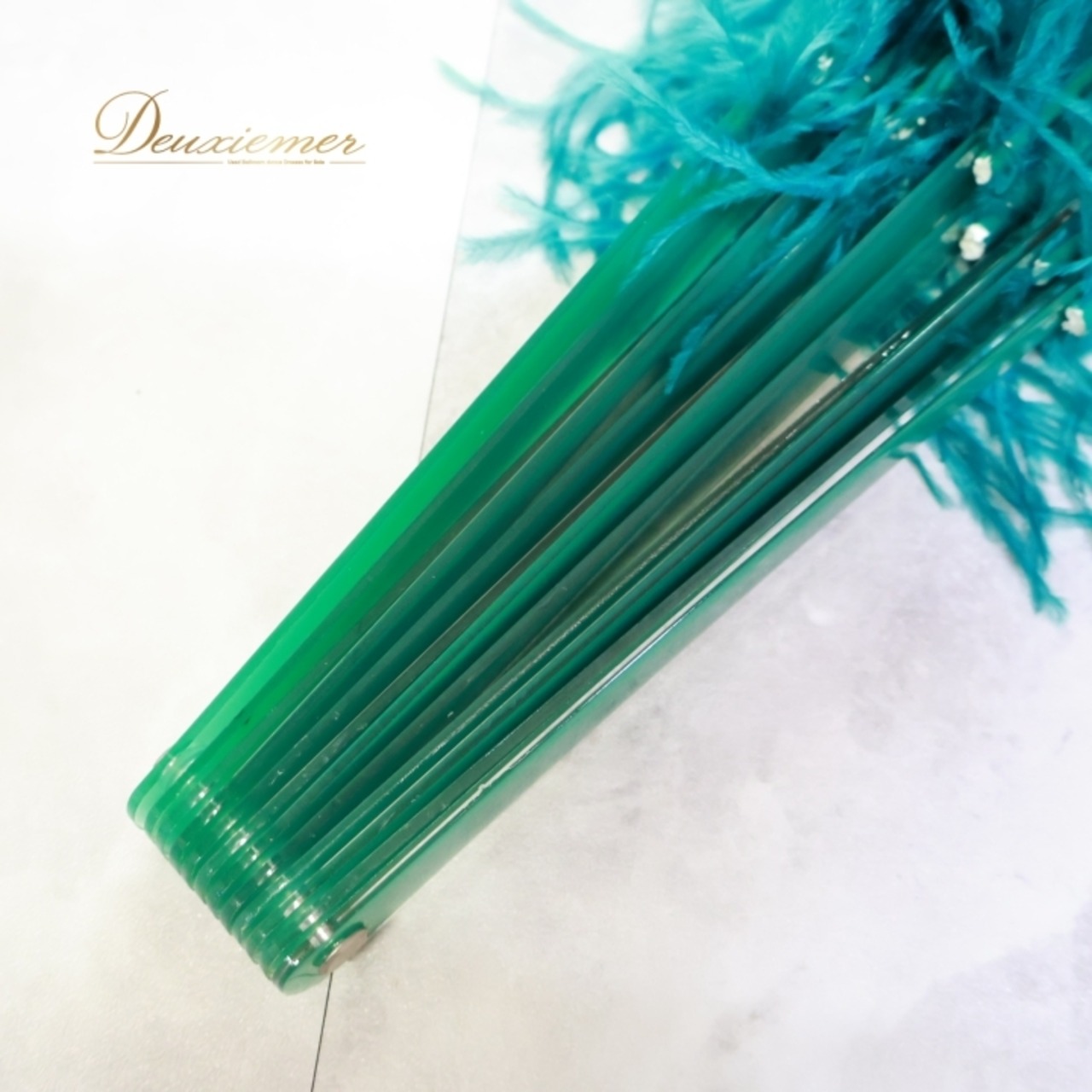 ベリーダンス フェザーファン グリーン系 緑 小物 小道具 羽根 大きい 箱 セット ステージ イベント ショー ダンス小物 鮮やか 華やか ターコイズグリーン 華やか ふわふわ