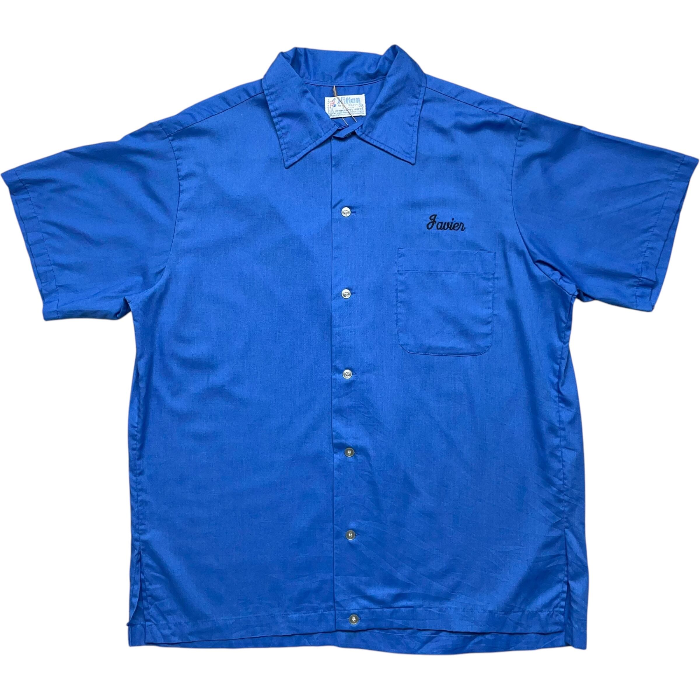 《L》 Hilton 半袖シャツ ワークシャツ 水色 ポケット 刺繍 バックプリント 企業ロゴ 石油バルブメーカー USA製 no.6639