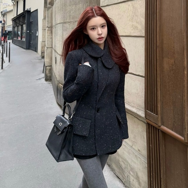 herringbone waist shape coat