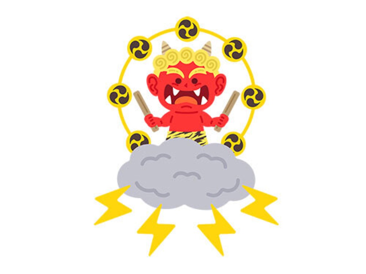 雷様（赤鬼）のキャラクターのイラスト | イラストセンター有料素材販売