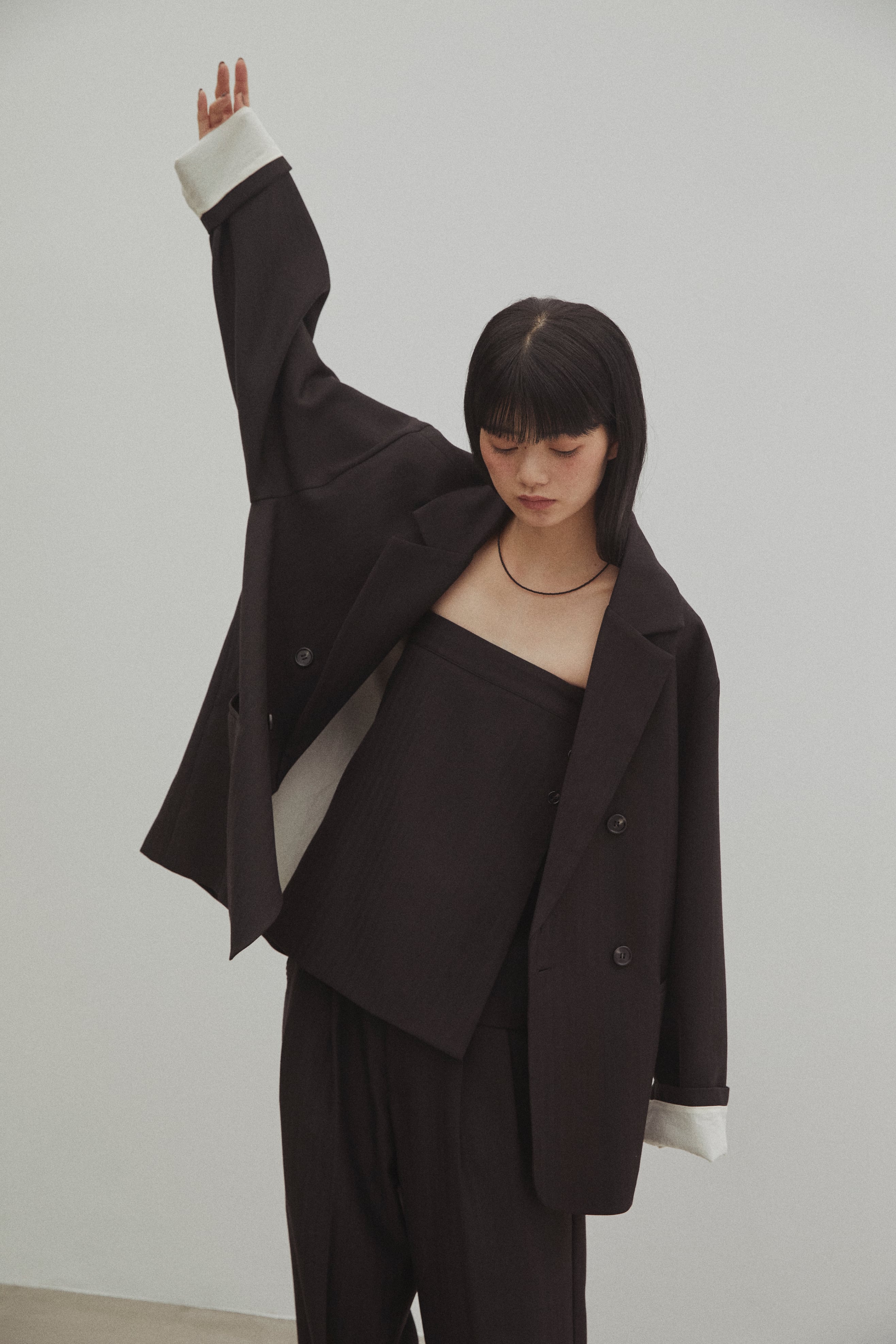 dium. Herringbone Over Size Jacket ブラック DU250709 Herringbone Over Size Jacket 【set up可】 | dium.