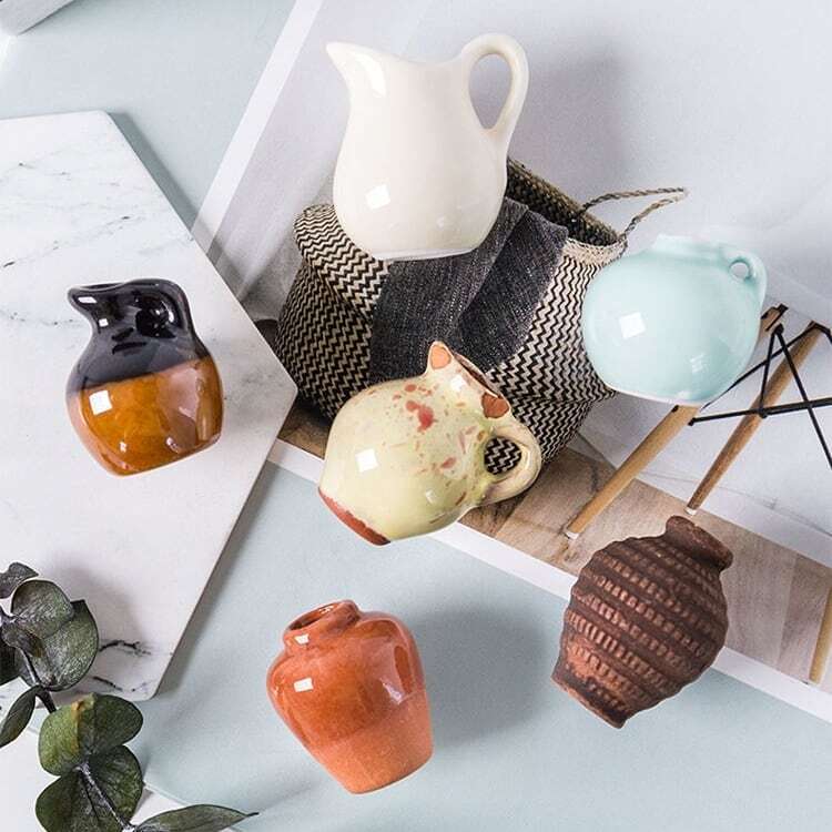 HY 378 . マグネット ミニ花瓶 陶器製 14種類 7個セット 冷蔵庫