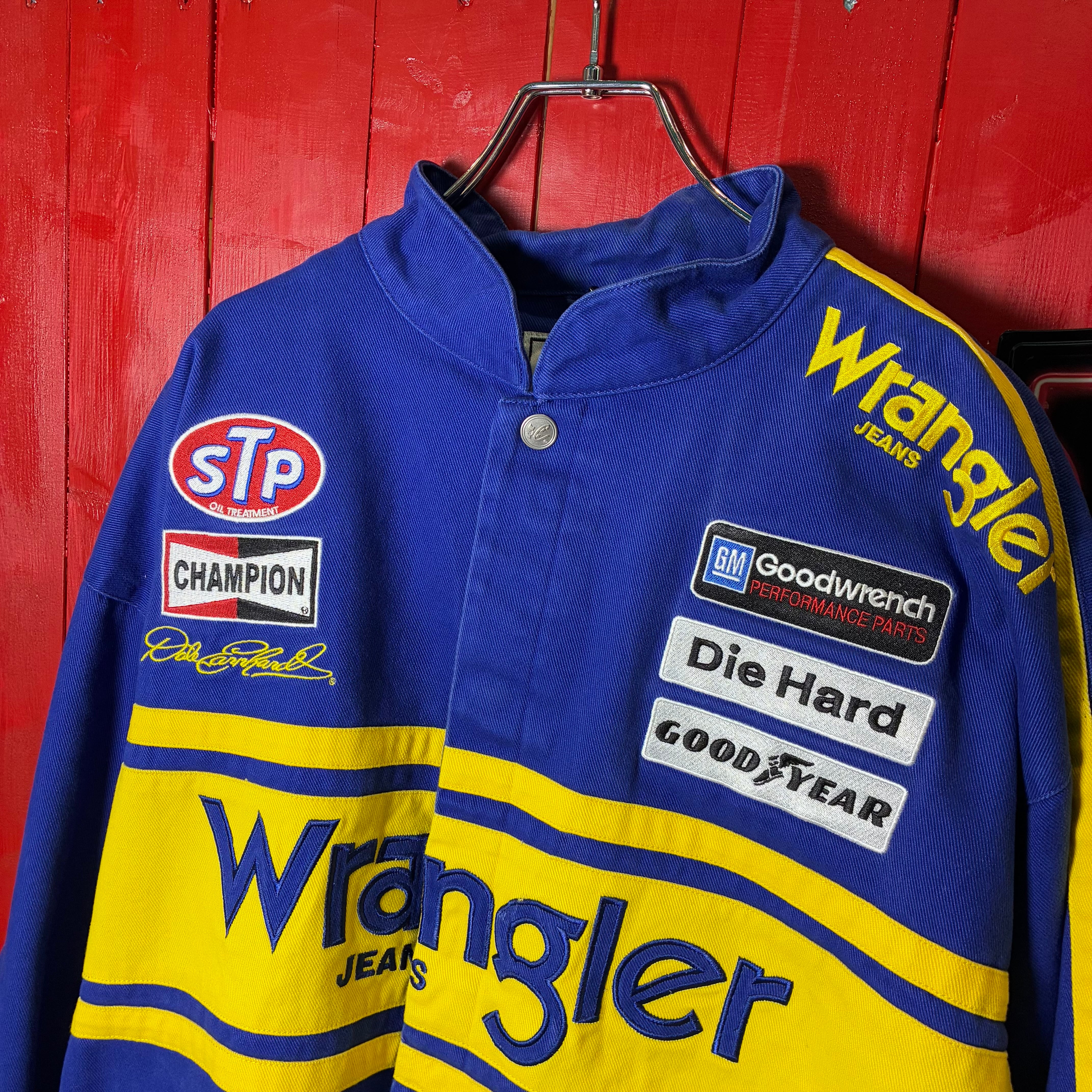 CHASE NASCAR レーシングジャケットWrangler ラングラー 青黄 フルデコ