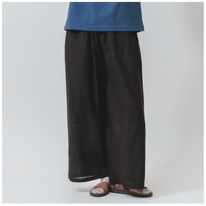 SALE！綿麻レーヨン裏付きストレートイージーパンツ/M～L/ブラック