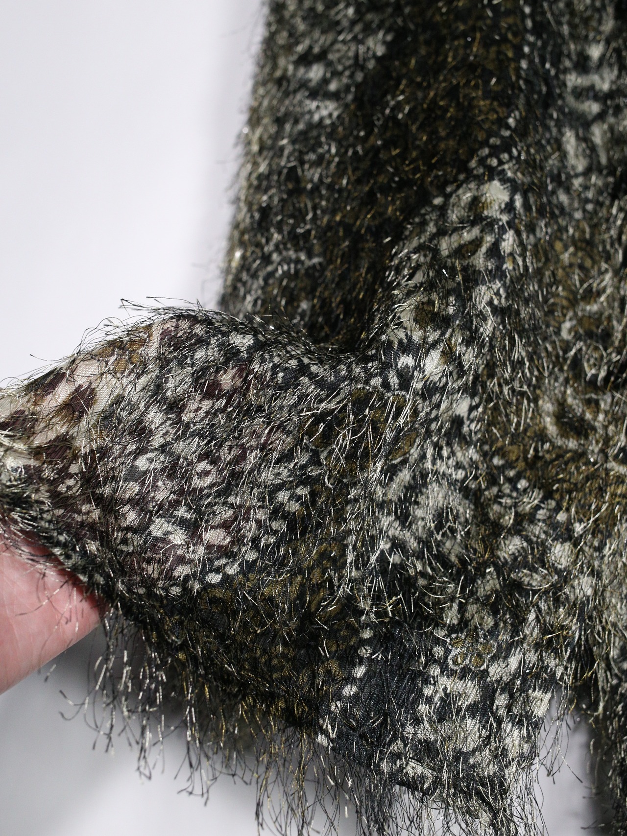 "モケモケ"  over silhouette leopard pattern shaggy sheer shirt - 11