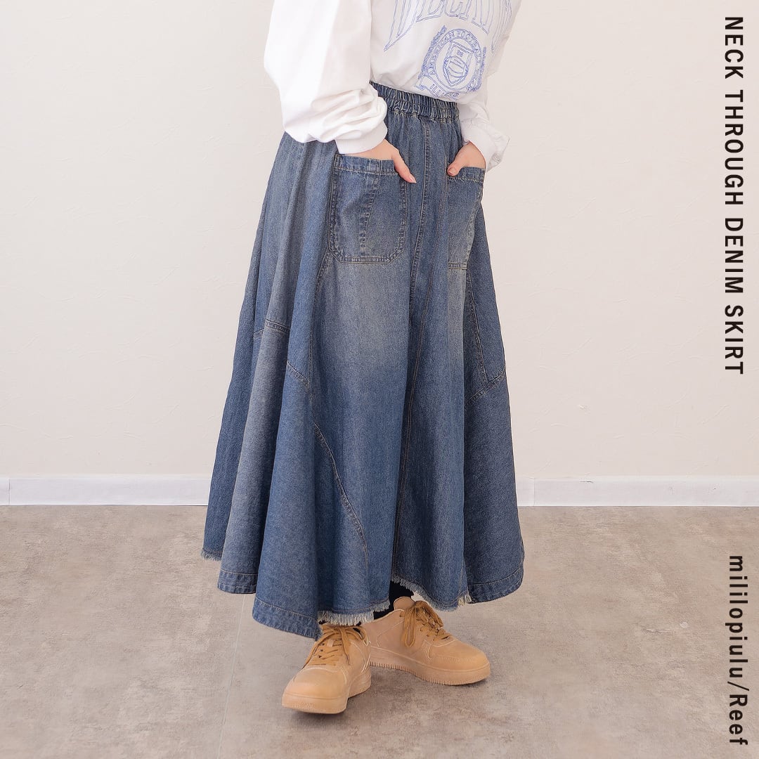 ネックスルーデニムスカート】 ST-225943 Brand：ミリロピュール
