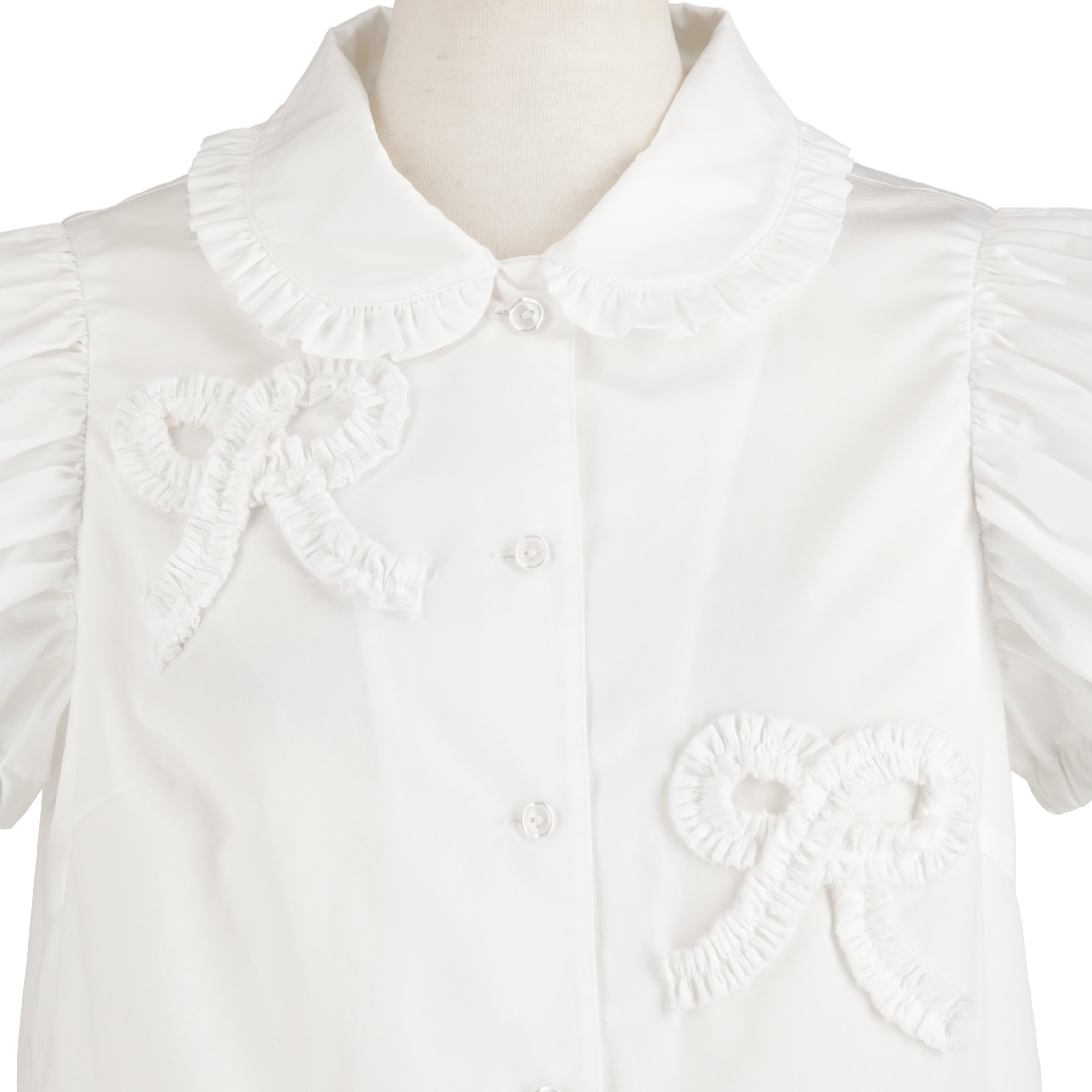 リボンデコレーションブラウス　WHITE